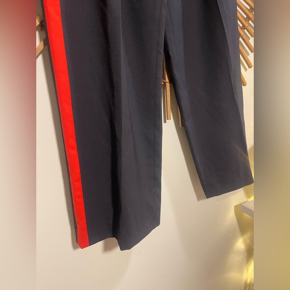 Me + Em Wool Blend Side Stripe Pant Navy Red Sporty Tailored Trouser - Picture 6 of 16
